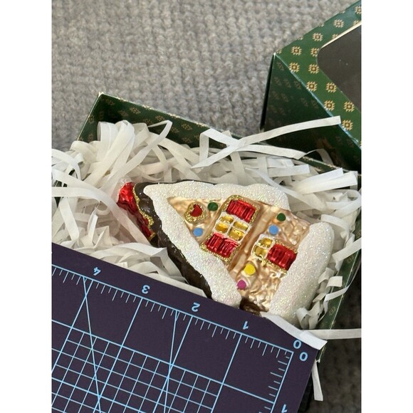 Gingerbread House Glass Christmas Holiday Ornament Made In Poland - Picture 14 of 16